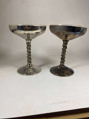 2 Vintage Valero Silverplate Twisted Stem Goblet Chalice
